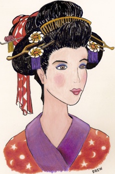 color pencil ink geisha