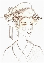geisha pencil sketch